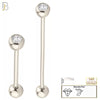 14-BB02W - 14k Solid White Gold Double Gem Barbell External Threaded image 0