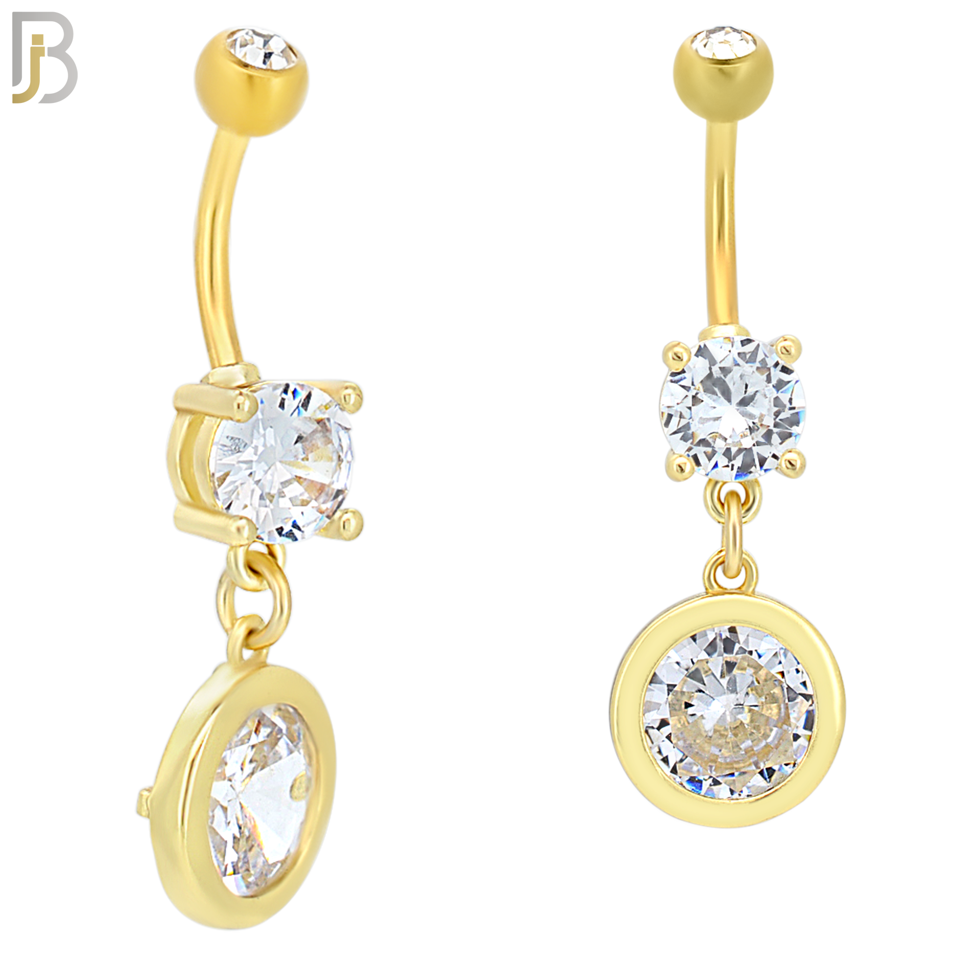 N043 - 316L Stainless Steel Dangling Bezel Round Design Belly Ring with 4mm Screw Ball image 3