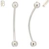EC03SC - 316L Surgical Steel Curved Plain Barbell Screw Ball with Zircon External Threaded (PACK OF 6) image 1