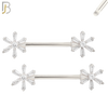 NP29 - 316L Surgical Steel Screw Daisy Design w Zircon Nipple Ring Piercing  Pair image 1