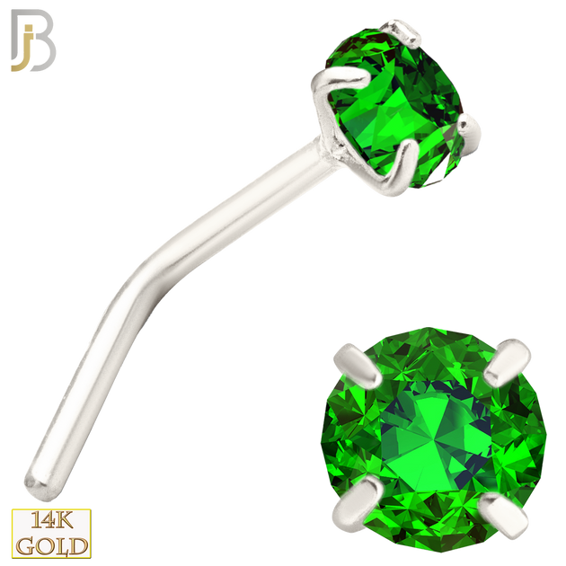 14-NR10CWE - 20g 14k White Gold L-Shaped with Enamel Colored CZ image 4