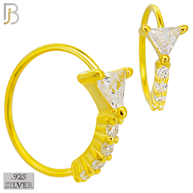 925-CT116 -  925 Sterling Silver Triangle Shaped CZ in Prong Set with 5 CZ Line Nose Hoops (Pack of 6) image 2