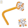 NR10R - 316L Surgical Steel Rose Gold Plated Nose L-Shape Prong Set Zircon Round Nose Ring (PACK OF 6) image 4