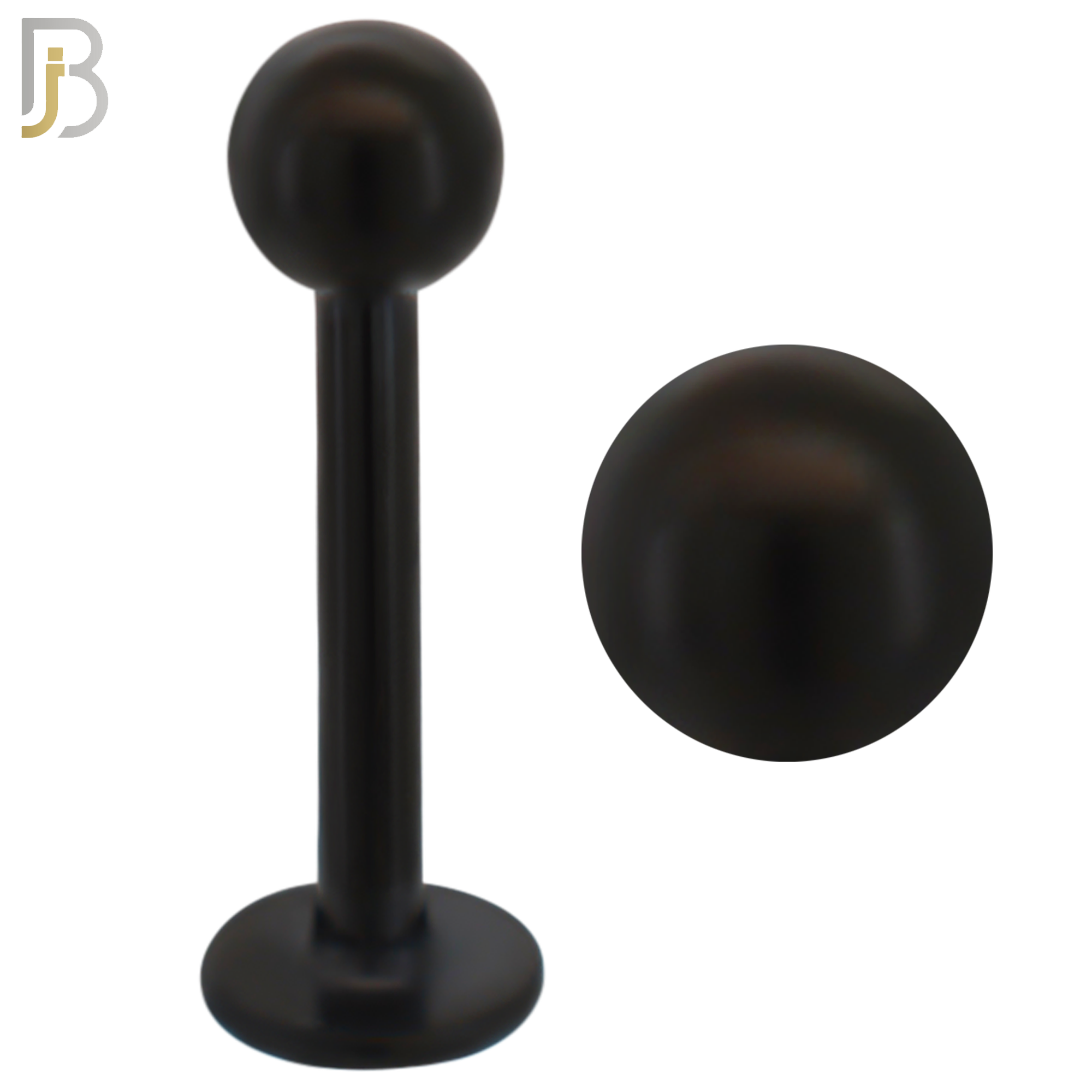 LB01K - 316L Surgical Steel Black Plated Plain Labret Screw Ball External Threaded image 0