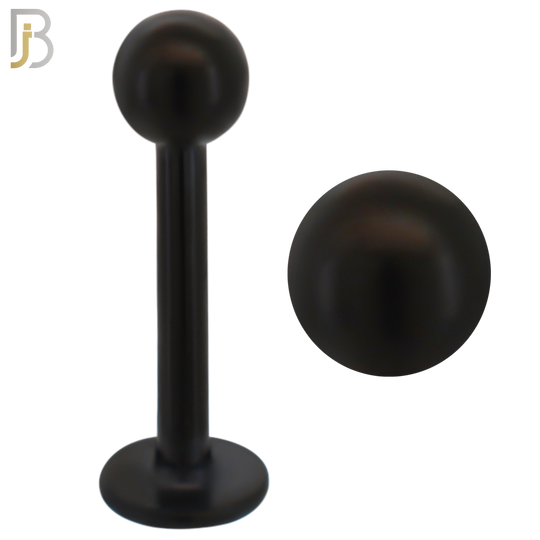 LB01K - 316L Surgical Steel Black Plated Plain Labret Screw Ball External Threaded image 0