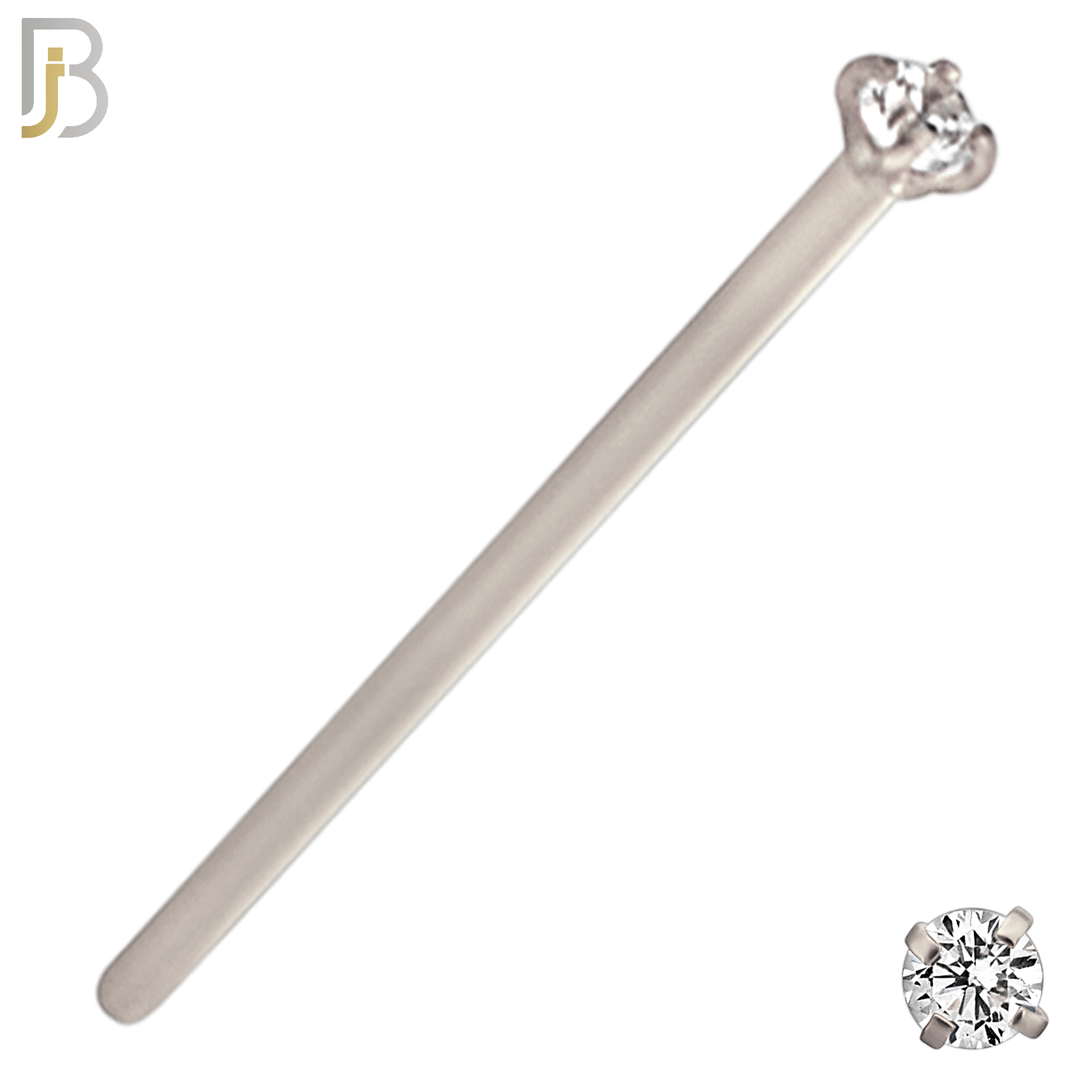 NR02S - 316L Surgical Steel Nose Stud  Prong Set Zircon Round Nose Ring image 1