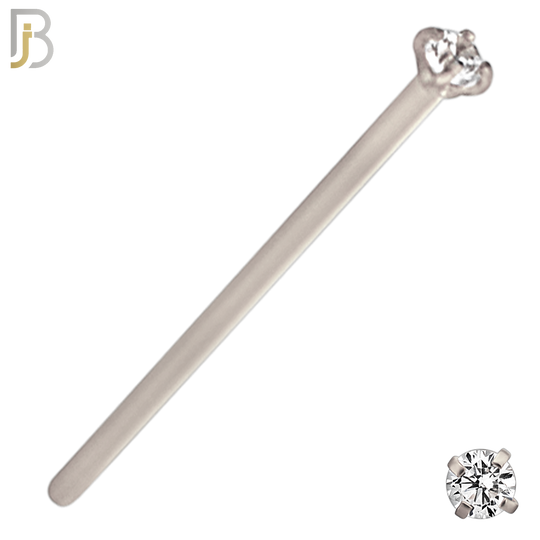 NR02S - 316L Surgical Steel Nose Stud  Prong Set Zircon Round Nose Ring image 1