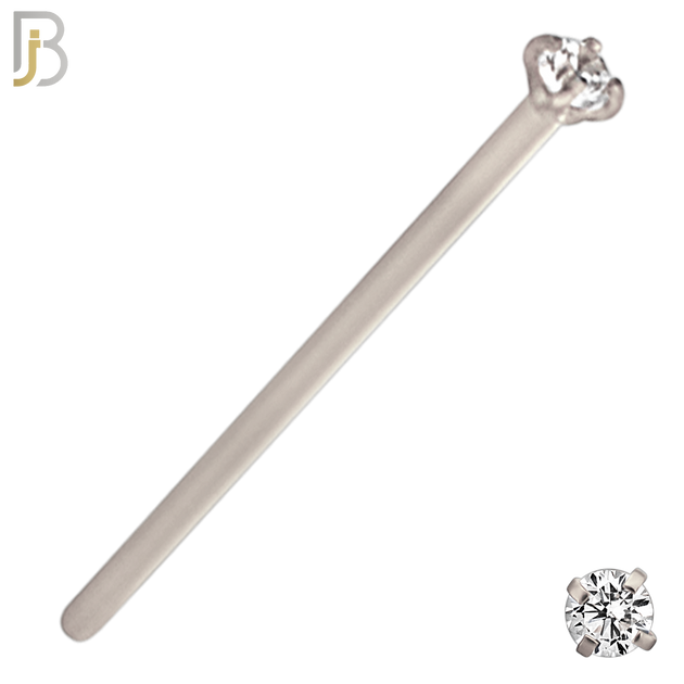NR02S - 316L Surgical Steel Nose Stud  Prong Set Zircon Round Nose Ring image 1
