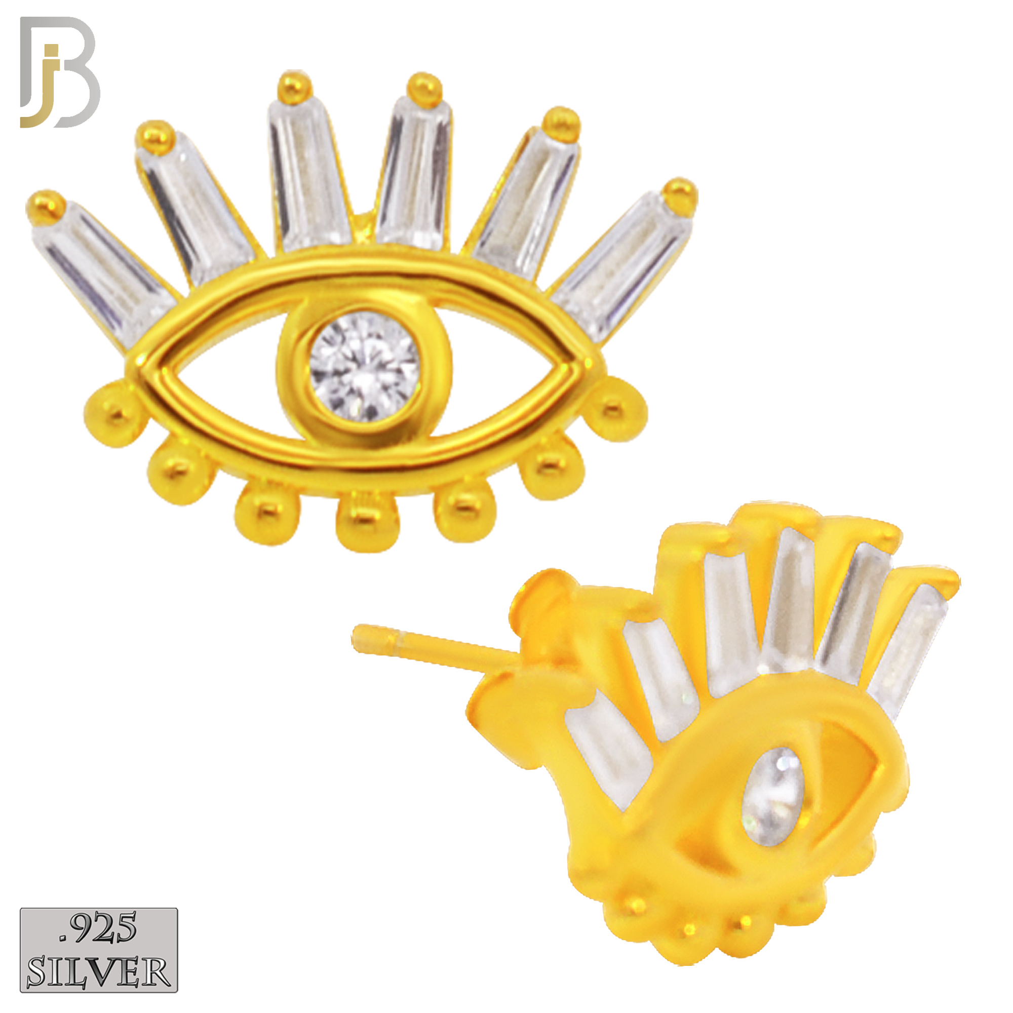 925-ES244 – .925 Sterling Silver Eyes Earring Stud with Zircon for Long Eyelashes and Eyeball image 2