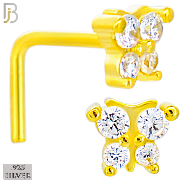 925-NR34LGSC - 925 Sterling Silver Butterfly Design L Shape Nose Ring (Pack of 6) image 2
