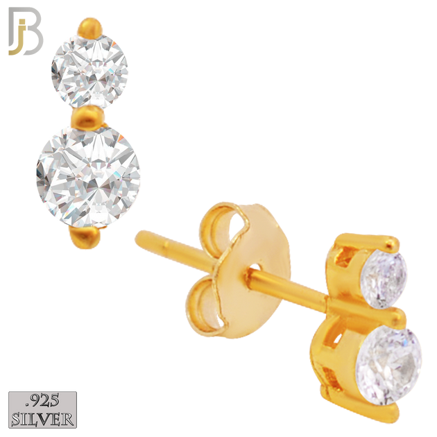 925-ES19 - .925 Sterling Silver Earring Double Prong Setting Clear Zircon image 2