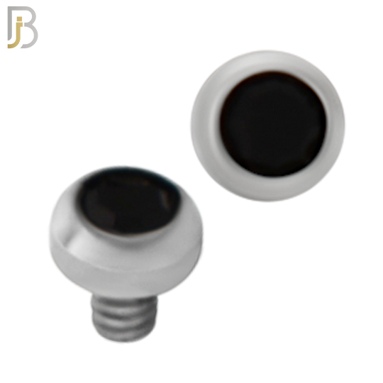 DM01SK - Surgical Steel Dermal Bezel Black Cubic Zirconia 1.2mm Screw Top (PACK OF 6) image 1