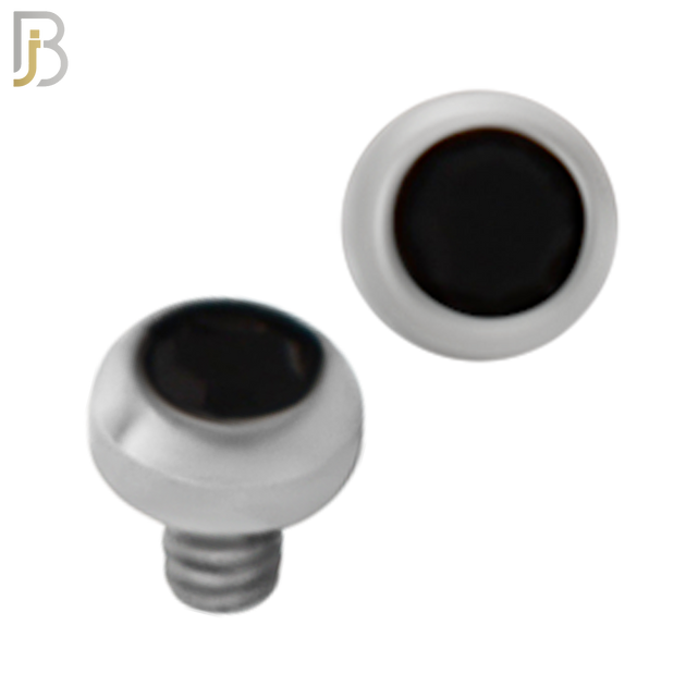 DM01SK - Surgical Steel Dermal Bezel Black Cubic Zirconia 1.2mm Screw Top (PACK OF 6) image 1