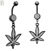 N002 - 316L Stainless Steel Dangling Marijuana Leaf Sandpaper Design Belly Ring with 4mm Screw Ball image 5