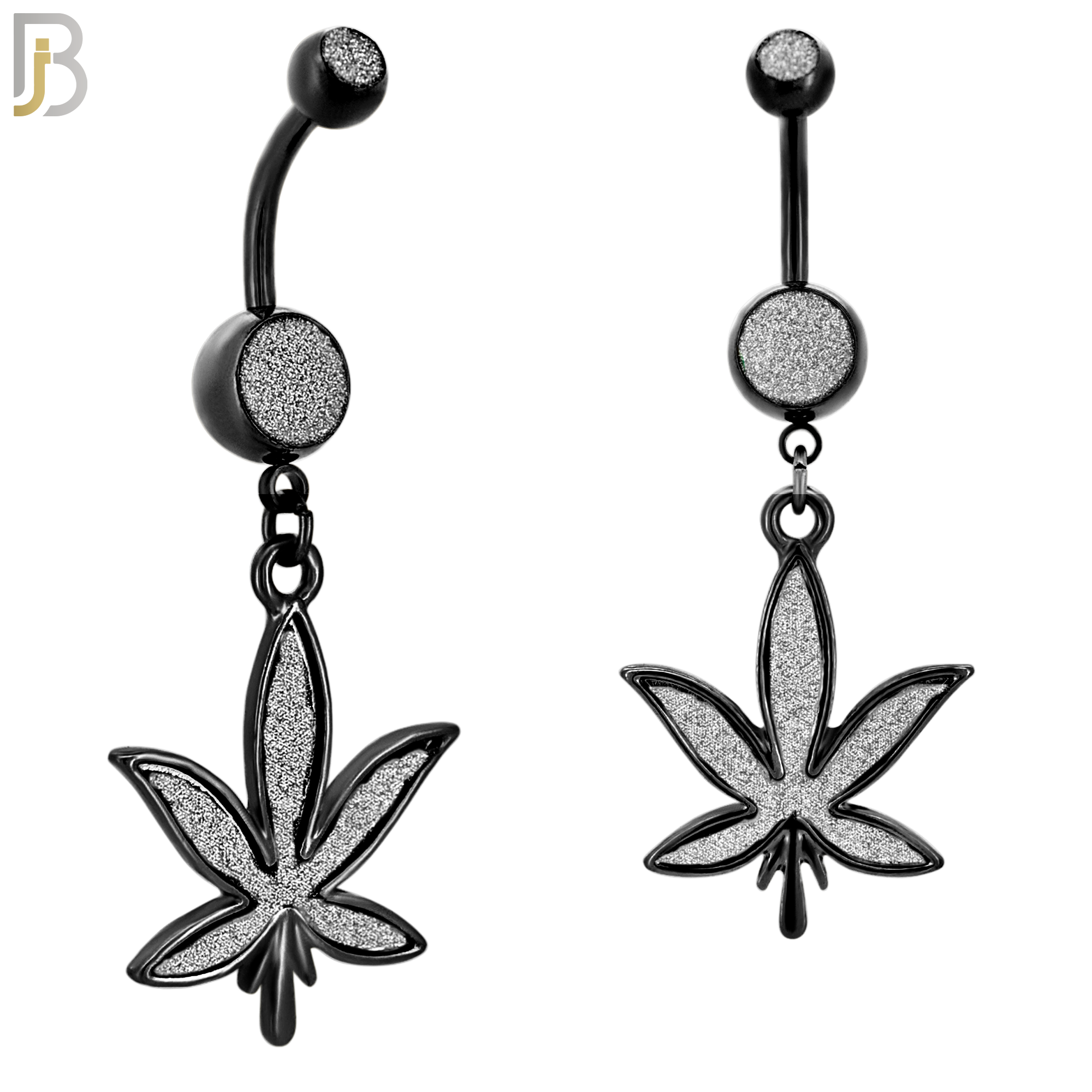N002 - 316L Stainless Steel Dangling Marijuana Leaf Sandpaper Design Belly Ring with 4mm Screw Ball image 5