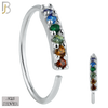 925-CT12 - 925 Sterling Silver wide 22g Thickness 6 Zircon Prong Setting Hoops Piercing (PACK OF 6) image 3