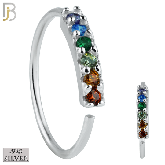 925-CT12 - 925 Sterling Silver wide 22g Thickness 6 Zircon Prong Setting Hoops Piercing (PACK OF 6) image 3