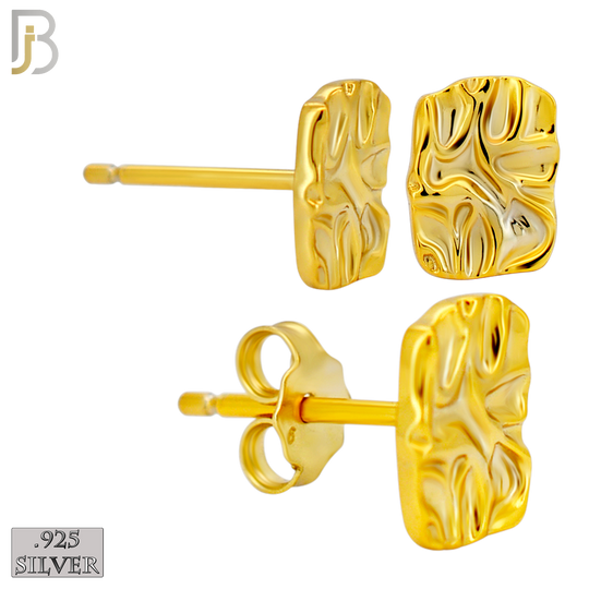 925-ES518 - 925 Sterling Silver Flat (Thin) Rectangle Nugget Push Back Earrings - 6x8mm image