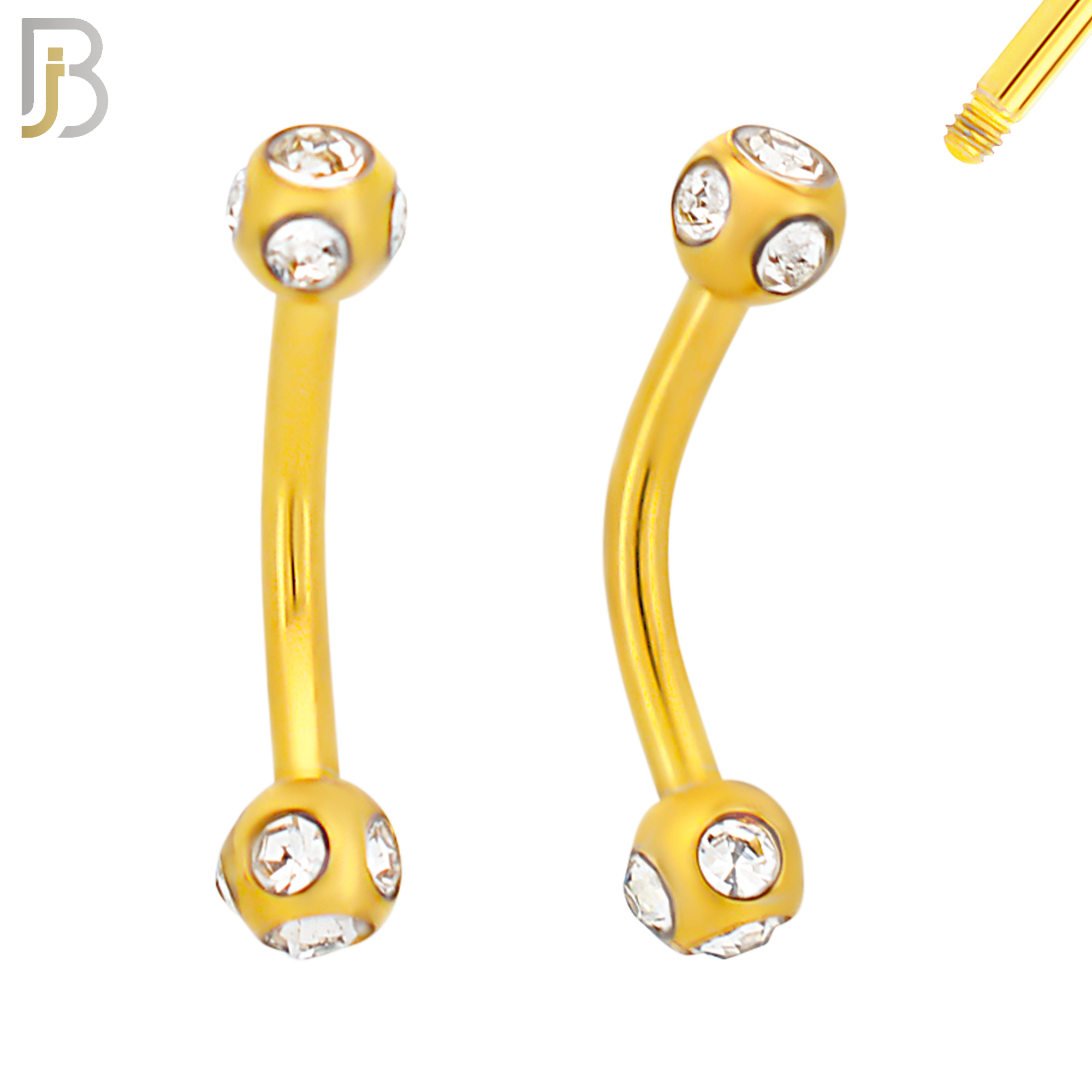 EC06G - 316L Surgical Steel Gold Plated Curved Disco Ball Cubic Zirconia External Threaded (PACK OF 6) image 1