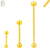 BB01G16 - 16G Thickness 316L Surgical Steel Screw Bar  Gold Plated Barbell Plain Screw External Threaded (PACK OF 6) image 0