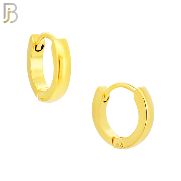 ES01G - 316L Stainless Steel Gold Plated Plain Curve Design Huggies image 1