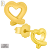 925-ES433 - Push Back - .925 Sterling Silver Plain Hollow Overlapping Ends Heart Earrings Stud image 1
