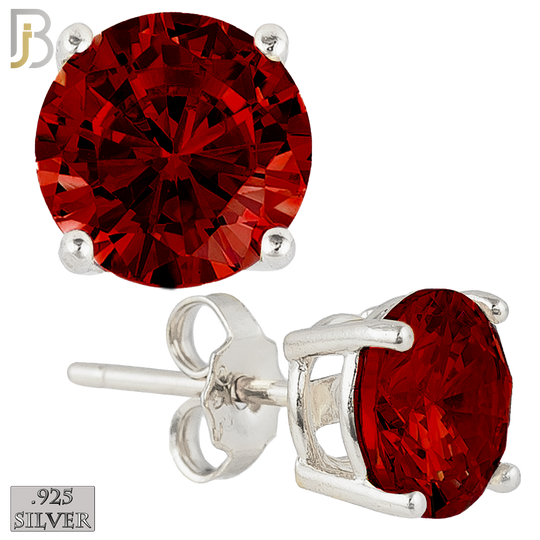 925-ES71-SG - .925 Sterling Silver Rhodium Plated Earring Stud Casting Round Prong Setting Garnet Zircon image 0
