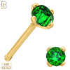 14-NR01YCE-20 - 20g-14k Yellow Gold 20g Nose Bone with Colombian Emerald in Prong Setting - 2.5mm image