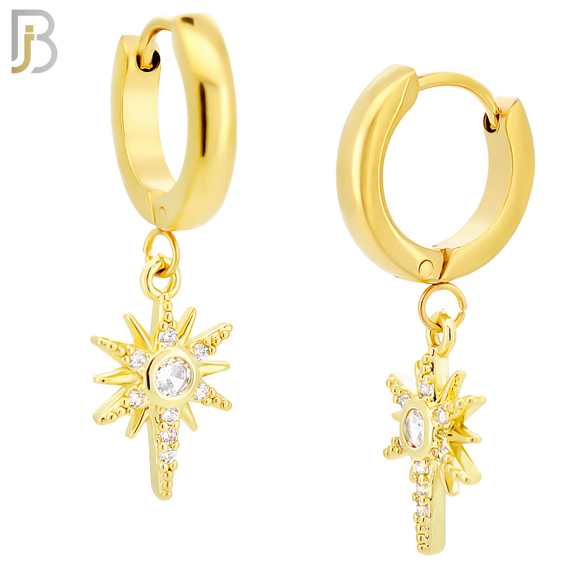 ES37 - 316L Stainless Steel Dangling Star Zircon Design Huggies Clip On image 2