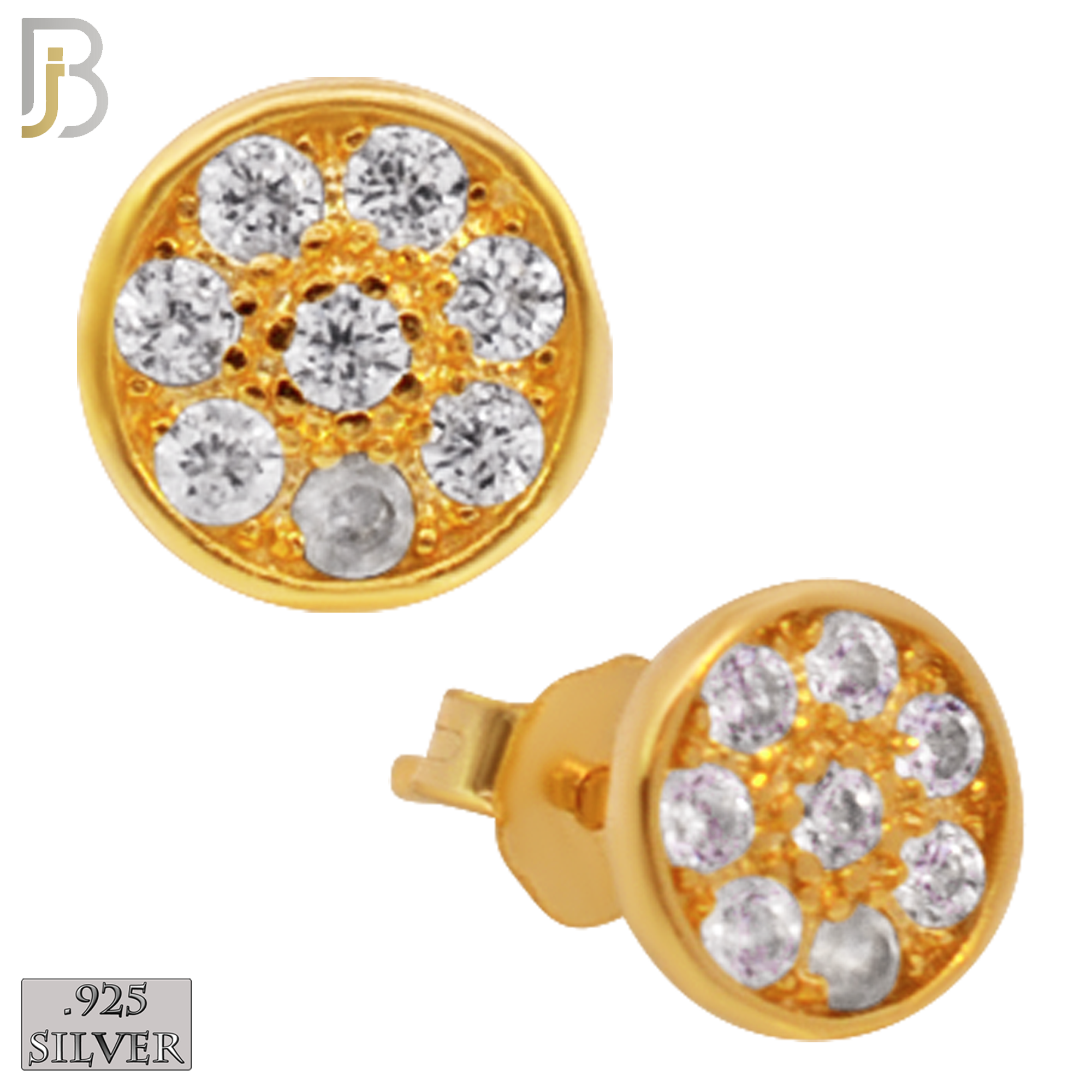 925-ES28 - .925 Sterling Silver 7mm Round Earrings Stud with Zircon image 2