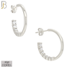 925-ES469 - 925 Sterling Silver Front Facing Back CZ Push Back Hoop Earrings image 0