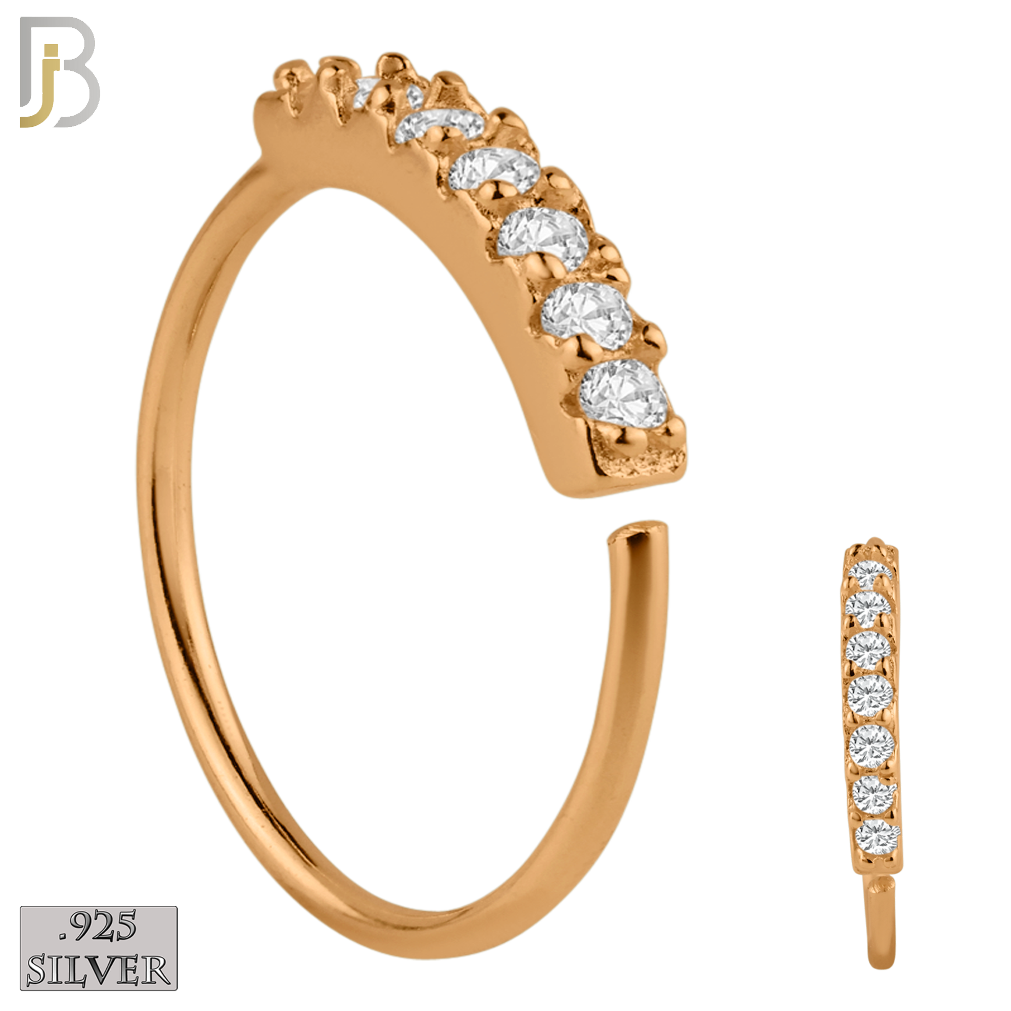 925-CT04 - 925 Sterling Silver 22g Thickness 7 CZ Prong Set Hoops Piercing (Pack of 6) image 8