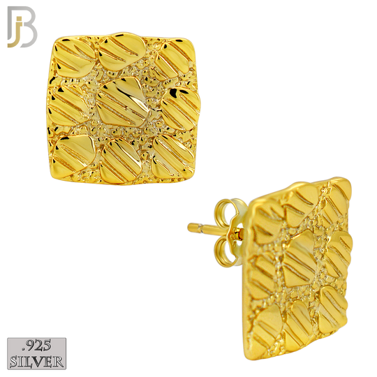 925-ES516 - 925 Sterling Silver Flat (Thin) Square Nugget Push Back Earrings image 5