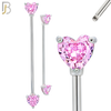 PK-BB60S - 316L Surgical Steel Heart Shaped CZ in Prong Set Industrial Barbell Pack of 16 pcs image 2