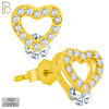 925-ES206 - Push Back - .925 Sterling Silver Heart Design Earring Stud with Clear Zircon image 2