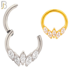 CT120 - 316 Surgical Steel 5 Marquise Zircon Hinged Hoop (Pack of 6) image 0
