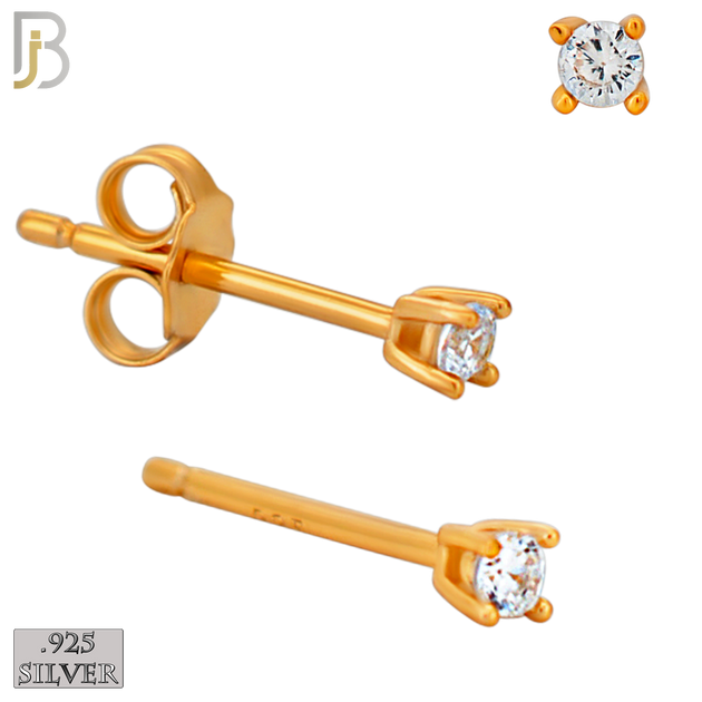 925-ES71-RC - .925 Sterling Silver Rose Gold Plated Earring Stud Casting Round Prong Setting Clear Zircon image 1
