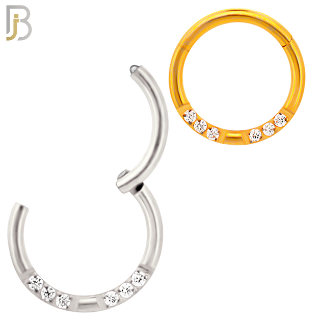 CT126 - 316 Surgical Steel 6 CZ Hinged Hoop (Pack of 6) image 0