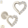14-LB19 - 14k Yellow Gold Heart Design with Multi Zircon Half Around Labret image 1