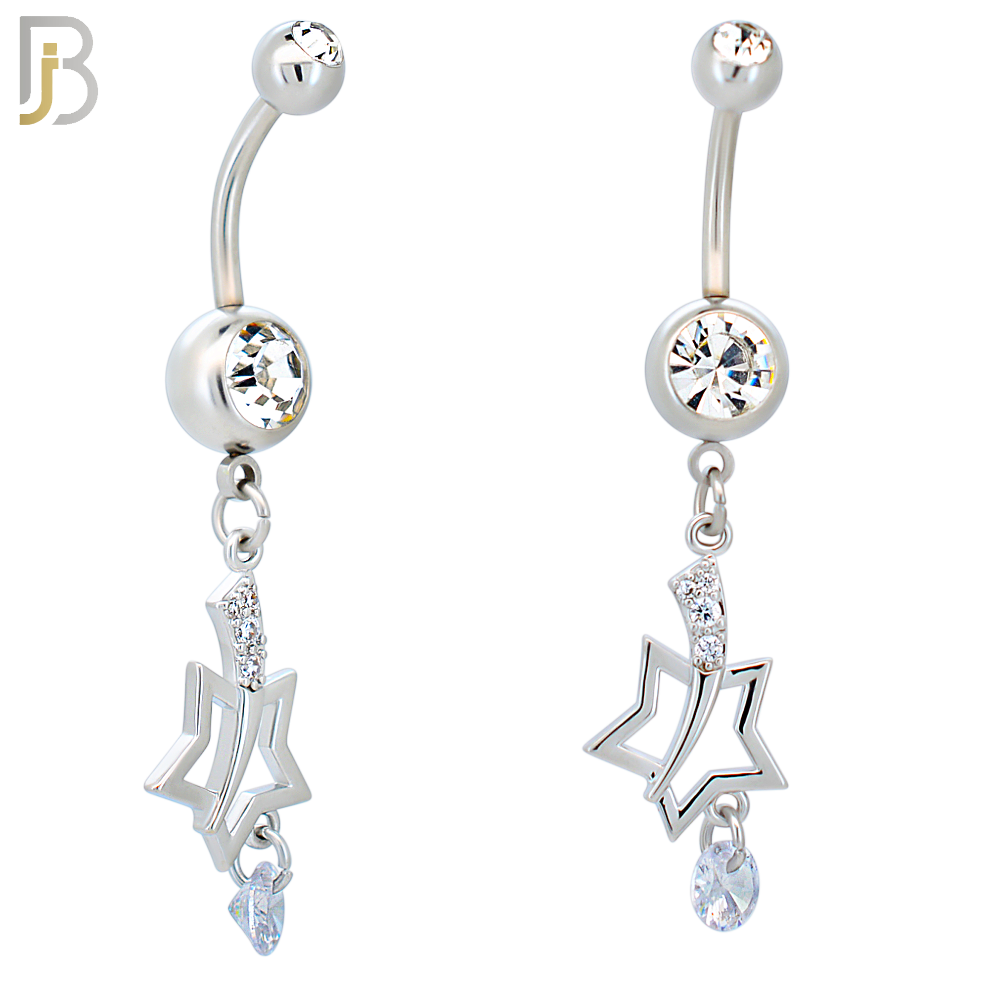 N0125  - 316L Stainless Steel Dangling Shooting Star Belly Ring and 5mm Screw Ball image 0