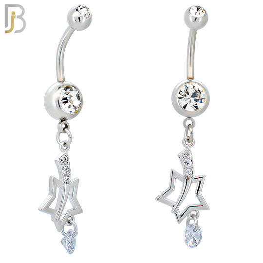 N0125  - 316L Stainless Steel Dangling Shooting Star Belly Ring and 5mm Screw Ball image 0