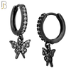 ES169 - 316L Stainless Steel Dangling Butterfly Zircon Design Huggies Clip On image 2
