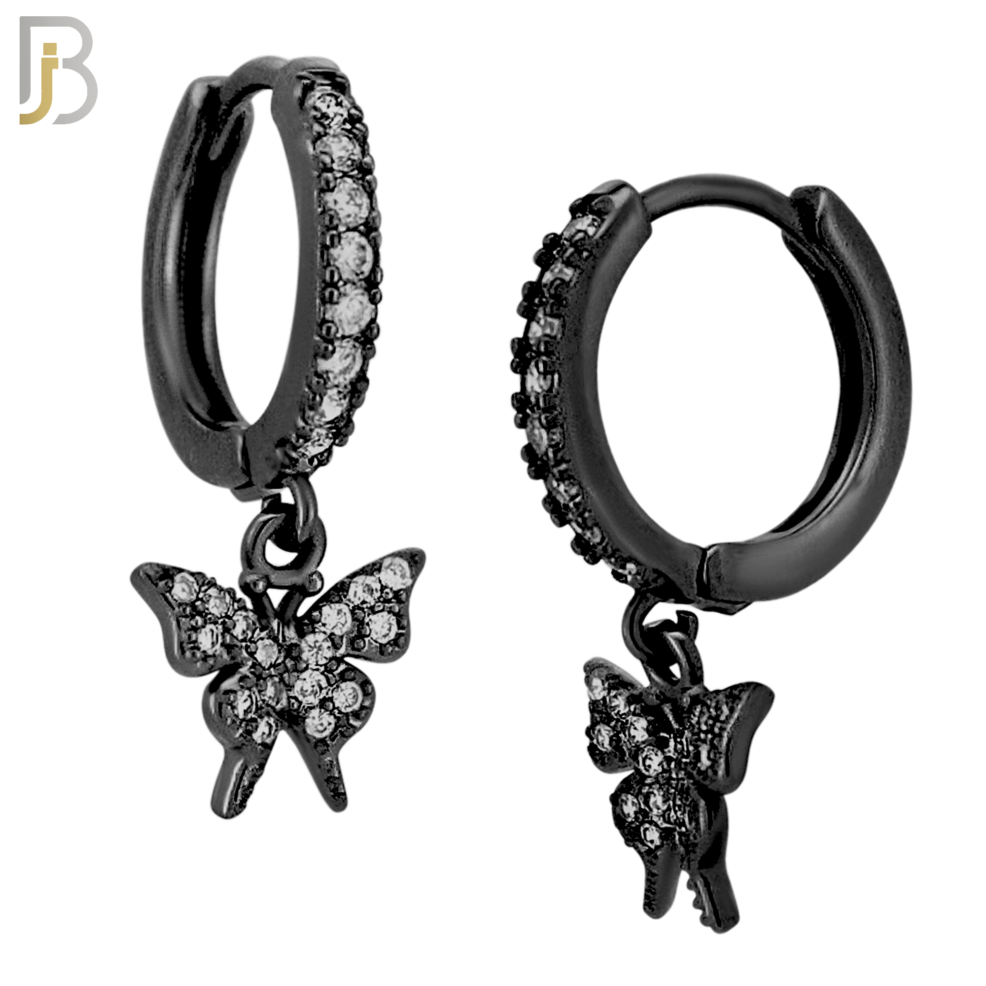 ES169 - 316L Stainless Steel Dangling Butterfly Zircon Design Huggies Clip On image 2