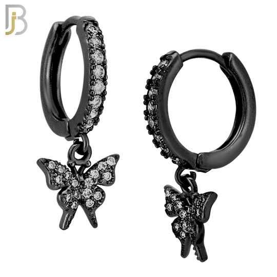ES169 - 316L Stainless Steel Dangling Butterfly Zircon Design Huggies Clip On image 2