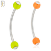 EC07G - 316L Surgical Steel Glow in the Dark Acrylic Ball with Clear Zircon Curved Barbell Externally Threaded (PACK OF 6) image 0