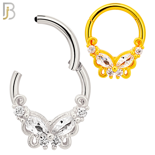 CT123 - 316 Surgical Steel Butterfly with CZ Hinged Hoop (Pack of 6) image 0