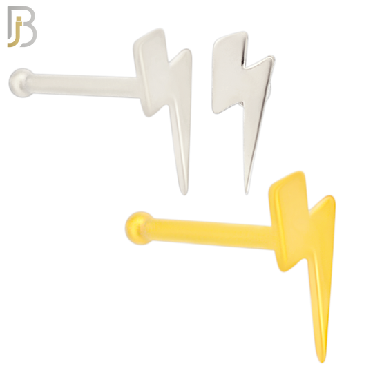 NR38B - 316L Surgical Steel Nose Bone Plain Lightning Bolt Design (PACK OF 6) image 0