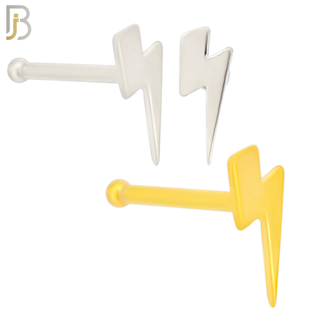NR38B - 316L Surgical Steel Nose Bone Plain Lightning Bolt Design (PACK OF 6) image 0