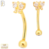 14-EC13 - 14k Yellow Gold CZ Butterfly Eyebrow Barbell Externally Threaded Screw image