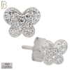 925-ES34 - .925 Sterling Silver Butterfly Zircon Earring Stud image 1
